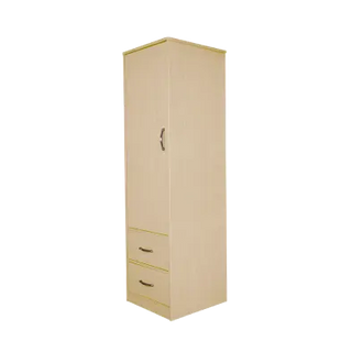 Dynarex The Glenshaw Collection One Door - Two Drawer Wardrobe Oak Color with a single door and two drawers on a white background