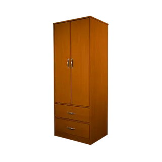 Dynarex The Glenshaw Collection Two Door - Two Drawer Wardrobe Cherry Color with two doors and two drawers on a white background