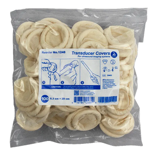 Pack of Dynarex Transducer Probe Covers with a label on a white background