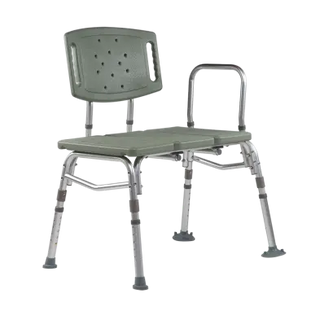 Gray adjustable Dynarex Tub Transfer Bariatric with backrest and armrests on a white background