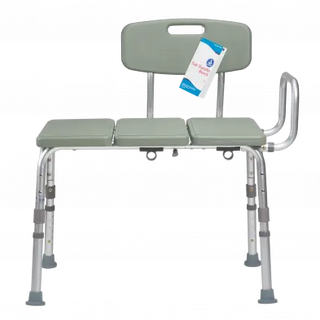 Medical Dynarex Tub Transfer Bench  with backrest and armrests on a white background