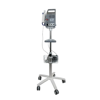 Dynarex Vital Signs Patient Monitor w/ Stand on a stand with wheels on a white background