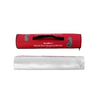 Red Dynarex XeroBurn Sterile Burn Dressing Blanket  on a white background