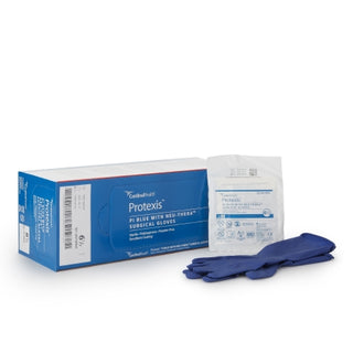 ESTEEM™ 717844_CS Surgical Glove, Blue with Neu-Thera® Size 6.5,Polyisoprene, Standard Cuff with a single glove on a white background