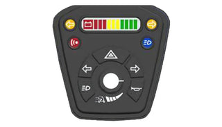 Control panel with buttons and indicators on a white background