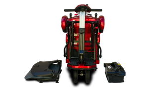 Red riding lawn mower on a white background