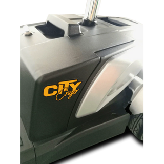 Close-up of a golf club with 'CITY Crazz' branding on a white background