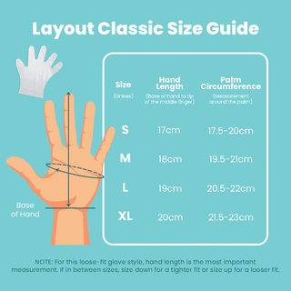Hand measurement size guide for Eco Gloves compostable gloves