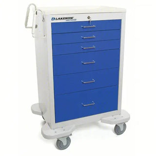Tool cart with blue drawers and Lakeside branding on a white background