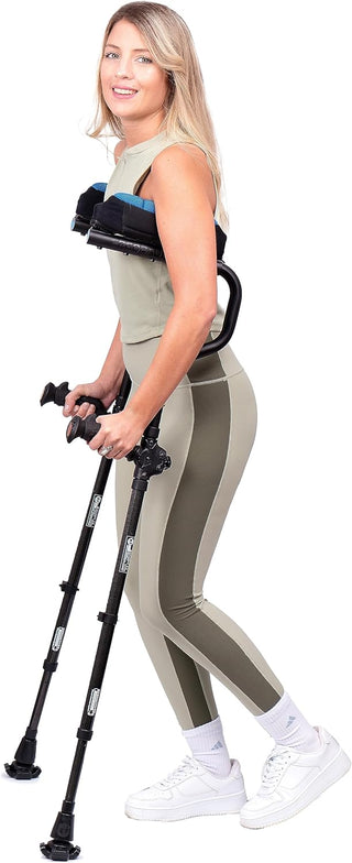 Ergoactives A037 Ergobaum Dual-NE Black Adult Underarm Crutch, Folding