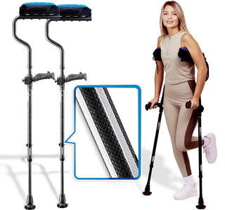Ergoactives A037 Ergobaum Dual-NE Black Adult Underarm Crutch, Folding