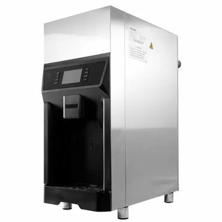 Eurodib CDIW220 14-inch compact commercial nugget ice and water dispenser with visible ice storage bin and LED touch controls on a white background