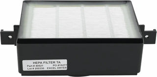 ThinAir Electrostatic HEPA replacement filter designed for Excel Dryer ThinAir hand dryers. Compact rectangular filter assembly engineered to improve air quality and maintain clean filtered airflow in commercial restroom environments.