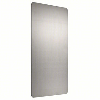 Pair of brushed stainless steel wall guards mounted below a hand dryer, helping protect restroom walls from water splashes while providing a clean, durable, and professional appearance.