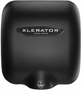 Custom painted XLERATOR hand dryer with a personalized finish, automatic touch-free activation, adjustable heat control, and wall-mounted installation for commercial restroom environments.