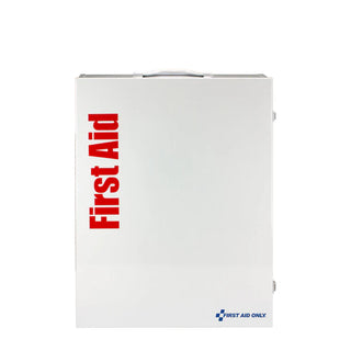 White first aid box with 'First Aid' text in red on a white background