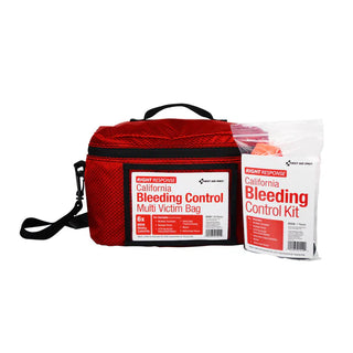 Red bleeding control kit with a carrying case on a white background