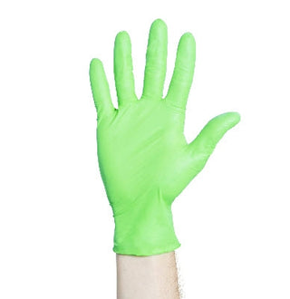 Flexaprene 1055852_CS Exam Glove, Green, Small, Standard Cuff Length, Textured Fingertips on a white background