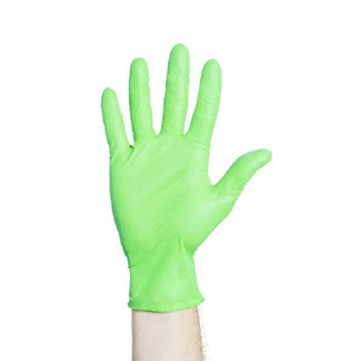 Flexaprene 1066287_CS Exam Glove, Green, Medium, Standard Cuff Length, Textured Fingertips on a white background