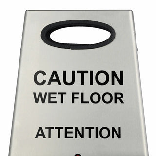 Frost 1119 stainless steel wet floor sign.
Frost 1119 folding stainless steel caution wet floor sign.
Commercial brushed stainless steel wet floor safety sign.
Heavy-duty indoor and outdoor wet floor sign by Frost.
Frost 1119 multilingual stainless steel safety sign.