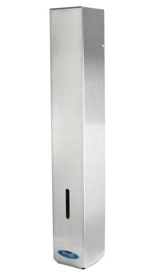 Frost 187 stainless steel paper cup dispenser for standard 4 oz paper cups.
Frost 187 wall mounted Type 304 stainless steel paper cup dispenser.
Commercial stainless steel paper cup dispenser with front-loading design.
Frost 187 hygienic paper cup dispenser for water coolers and drinking fountains.
Wall mounted 4 oz paper cup dispenser with brushed stainless steel finish.