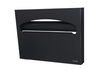 Wall-mounted Frost 199-BLK matte black toilet seat cover dispenser for standard half-fold seat covers in commercial restrooms.