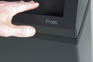 Frost 303 Series wall mounted commercial waste receptacles available in white epoxy, matte black, and brushed stainless steel finishes with bag holder or galvanized liner options.
