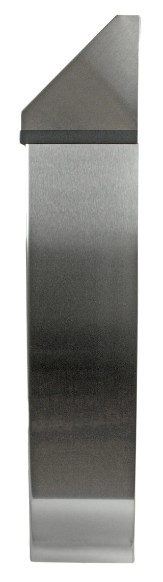 Frost 304 Series wall mounted waste receptacle available in white epoxy-coated steel and Type 304 brushed stainless steel finishes for commercial facilities.