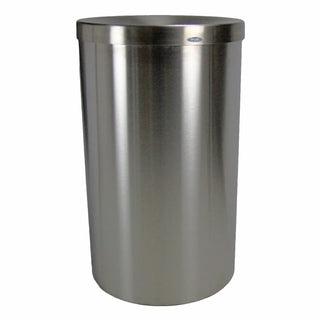 Frost 310 Series lobby waste receptacle available in white powder-coated steel, matte black, and Type 304 brushed stainless steel finishes for commercial facilities.