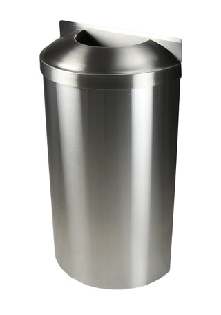 Frost 312-S wall mounted indoor/outdoor stainless steel waste receptacle with plastic liner and bag holder apparatus.