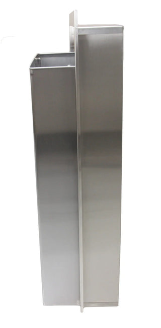 Frost 330 semi-recessed wall mounted waste receptacle with Type 304 brushed stainless steel construction for commercial facilities.
