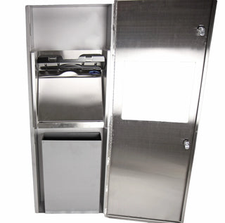 410-14A: Frost 410-14 Series recessed combination paper towel dispenser and waste receptacle, 4.5" depth.
410-14C: Frost 410-14 Series surface mounted combination paper towel dispenser and waste receptacle, 4.5" depth.