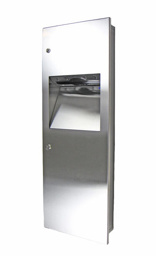 410-14A: Frost 410-14 Series recessed combination paper towel dispenser and waste receptacle, 4.5" depth.
410-14C: Frost 410-14 Series surface mounted combination paper towel dispenser and waste receptacle, 4.5" depth.