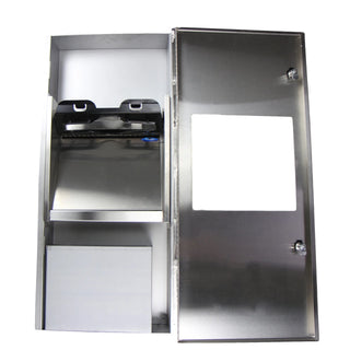 Frost 415-14A recessed combination paper towel dispenser and waste receptacle, brushed stainless steel.
Frost 415-14C surface mounted combination paper towel dispenser and waste receptacle, brushed stainless steel.
Frost 415-14A-BLK recessed combination paper towel dispenser and waste receptacle, matte black.