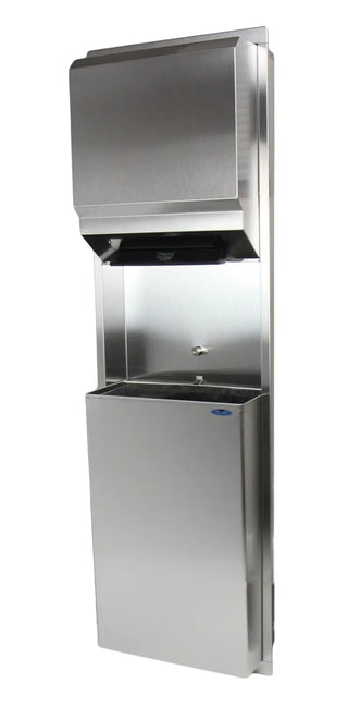 Frost 422-50A recessed stainless steel control roll paper towel dispenser with waste receptacle.