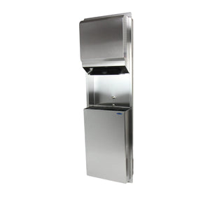 Frost 422-50C surface mounted stainless steel control roll paper towel dispenser with waste receptacle.