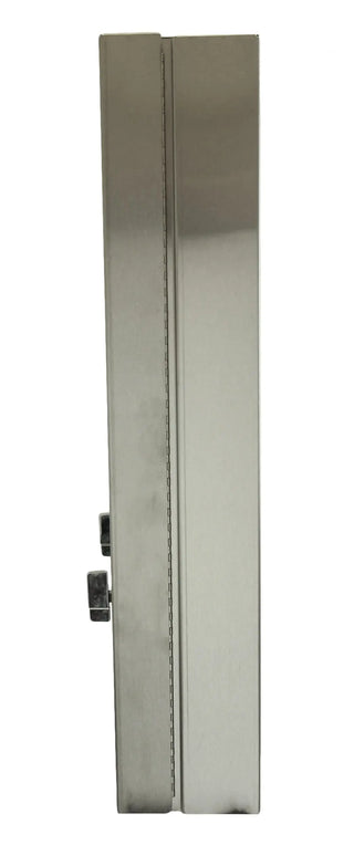 Frost 608-3-FREE surface mounted stainless steel double napkin and tampon vendor with free operation.
Frost 608-3-0.50 surface mounted stainless steel double napkin and tampon vendor with $0.50 coin operation.