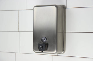 Frost 708-A universal stainless steel liquid soap dispenser.
Frost 708-A wall mounted 1.1 litre liquid soap dispenser.
Commercial Type 304 stainless steel liquid soap dispenser by Frost.
Frost 708-A brushed stainless steel soap dispenser with viewing window.
Universal wall mounted liquid soap dispenser for commercial washrooms.