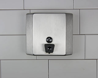 Frost 711 universal low profile liquid soap dispenser.
Frost 711 wall mounted stainless steel soap dispenser.
Commercial 1.5 litre bulk-fill soap dispenser by Frost.
Brushed stainless steel low profile soap dispenser.
Frost 711 universal liquid soap dispenser for commercial washrooms.