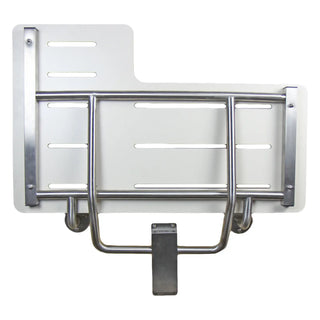 Frost 975 retractable and reversible handicap shower seat.
Frost 975 ADA compliant fold-up shower seat.
Surface mounted stainless steel accessible shower seat.
White phenolic reversible shower seat by Frost.
Frost 975 commercial handicap shower seat folded against wall.