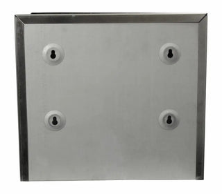 Wall-mounted Frost stainless steel universal manual paper towel dispenser with brushed stainless steel finish and front-loading access.