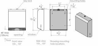 Matte black wall-mounted Frost universal paper towel dispenser with keyed lock, front-loading access, and slim steel construction.