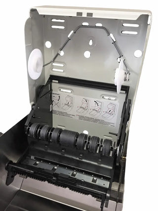 Wall-mounted Frost control roll paper towel dispenser with brushed stainless steel front, push bar operation, keyed lock, and commercial-grade construction.