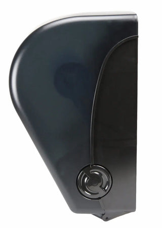 Wall-mounted Frost mechanical hands-free paper towel dispenser with transparent vandal-resistant polycarbonate cover and side paper advance knob.