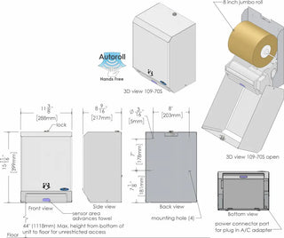 Wall-mounted Frost automatic hands-free paper towel dispenser with brushed stainless steel housing, infrared sensor, and front-loading design.