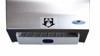 Wall-mounted Frost automatic hands-free paper towel dispenser with brushed stainless steel housing, infrared sensor, and front-loading design.