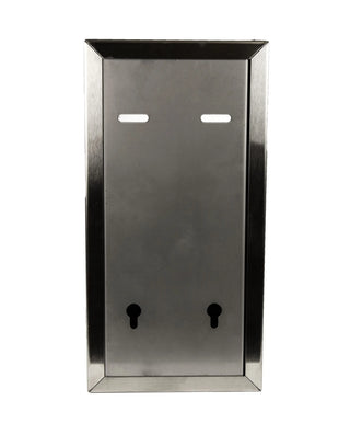 Wall-mounted Frost brushed stainless steel reserve roll toilet tissue dispenser with locking front cover for two standard toilet paper rolls.