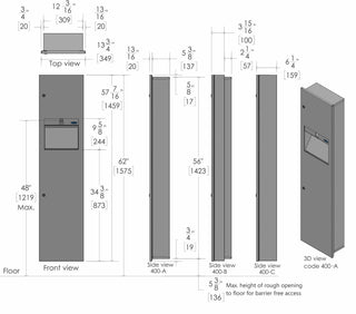 400-A: Frost 400 Series recessed stainless steel combination dispenser/disposal.

400-B: Frost 400 Series semi recessed stainless steel combination dispenser/disposal.

400-C: Frost 400 Series surface mounted stainless steel combination dispenser/disposal.