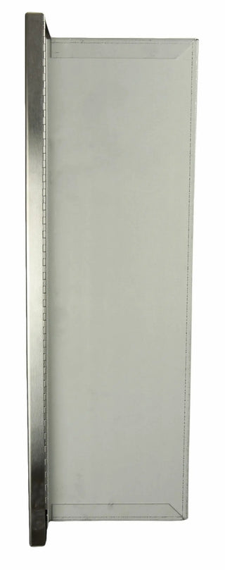 Brushed stainless steel Frost manual paper towel dispenser with locking front door, integrated towel opening, and commercial wall-mounted design.