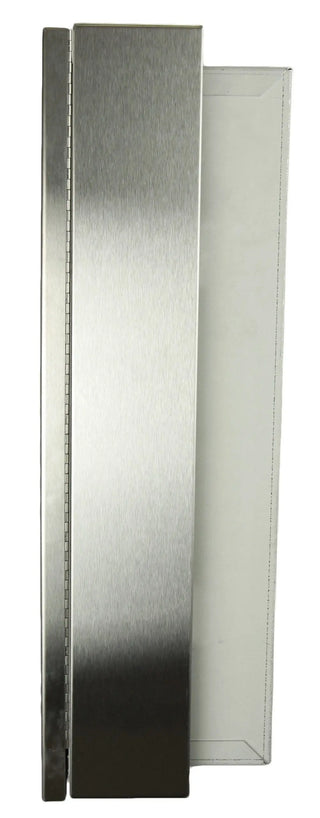 Brushed stainless steel Frost manual paper towel dispenser with locking front door, integrated towel opening, and commercial wall-mounted design.